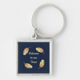 Welkom bij onze Team Navy Feather Circle Natuur Sleutelhanger