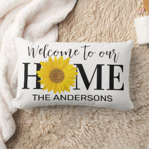 Welkom bij onze thuishoeve Sunflower White Kussen