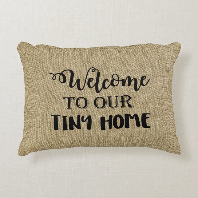 Welkom bij onze Tiny Home Worpkussen Accent Kussen (Voorkant)