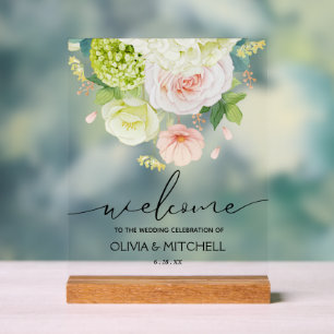 Welkom bij onze trouwbloemen  acryl bord