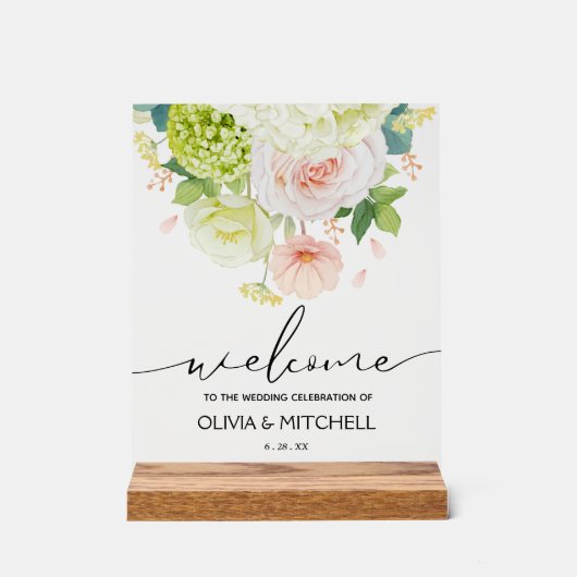 Welkom bij onze trouwbloemen acryl bord (Voorkant)