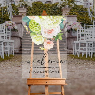 Welkom bij onze trouwbloemen  acryl bord
