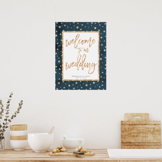 Welkom bij onze trouwbord Gold Foil sterars Poster (Keuken)