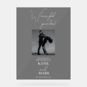 Welkom bij onze trouwfoto banner Frosted Black Acryl Bord (Voorkant)