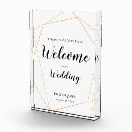 Welkom bij onze trouwtekst / Goud Geometrisch teke Fotoblokken