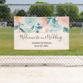 Welkom bij onze Weddenroze en groene Floral Border Spandoek (Insitu)