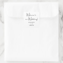 Welkom bij onze Wedding Minimal Script Vierkante Sticker