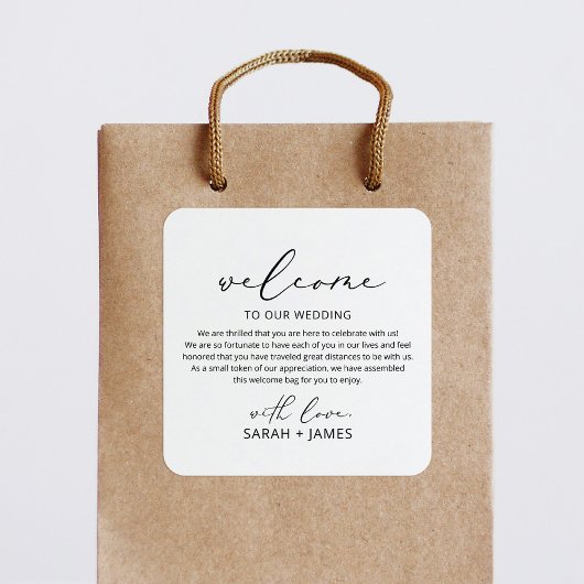 Welkom bij onze Wedding Welcome Bag Label Sticker