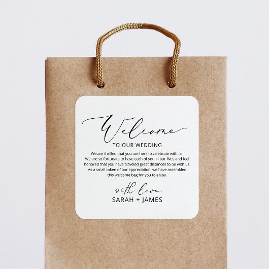 Welkom bij onze Wedding Welcome Bag Label Sticker