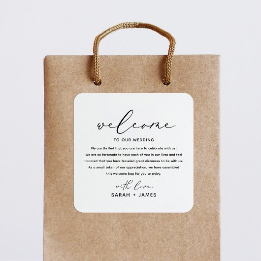 Welkom bij onze Wedding Welcome Bag Label Sticker