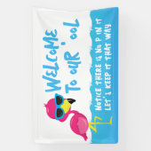 Welkom bij onze zwembadflamingo spandoek (Verticaal)