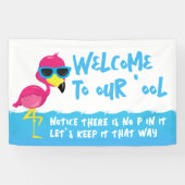 Welkom bij onze zwembadflamingo spandoek (Horizontaal)