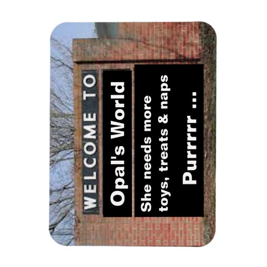 WELKOM BIJ Opal's World flexibele magneet (Verticaal)