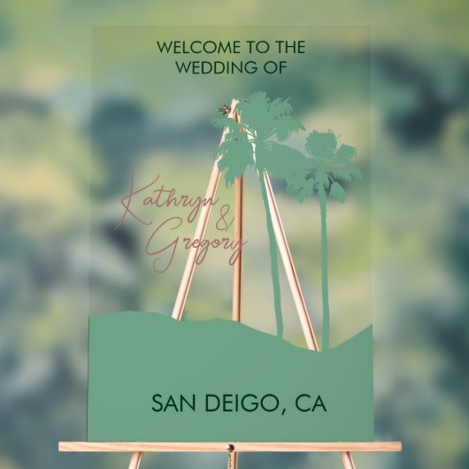 Welkom bij Palm Tree Wedding Acryl Bord (Neutraal)