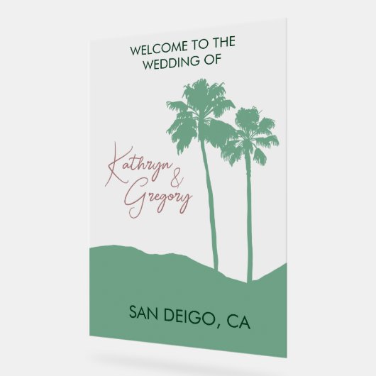 Welkom bij Palm Tree Wedding Acryl Bord (Hoek)