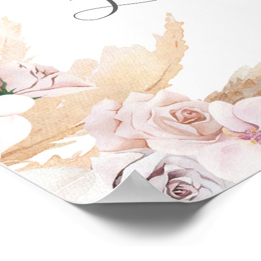 Welkom bij Pampas Grass bruiloft Poster (Hoek)