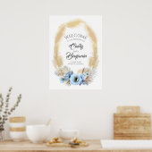 Welkom bij Pampas Grass en Dusty Blue Flower Weddi Poster (Keuken)
