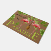 Welkom bij Paradise Flamingo Doormat, stut  Deurmat (Schuin)