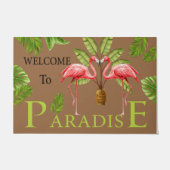 Welkom bij Paradise Flamingo Doormat, stut  Deurmat (Voorkant)