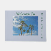 Welkom bij Paradise Greeting Palm Trees Blue Sky Deurmat (Voorkant)