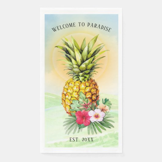 Welkom bij Paradise Pineapple Paper Napkins Servet (Voorkant)