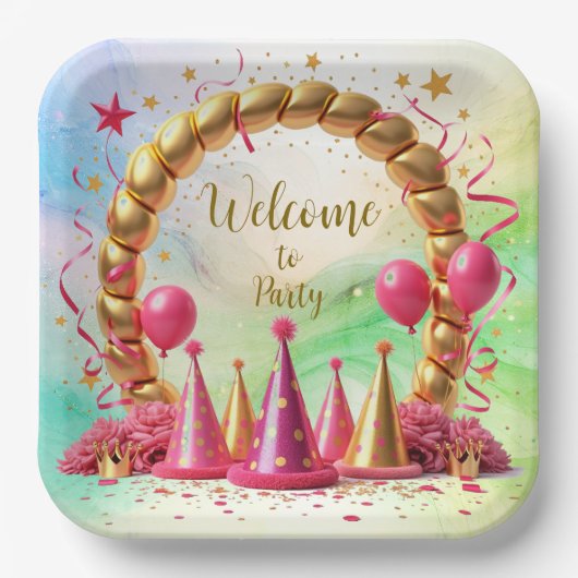 Welkom bij Party Paper Bord (Voorkant)