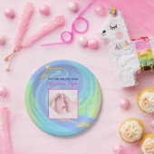 Welkom bij pasta, eerst geboren met aangepaste fot papieren bordje (Feest)