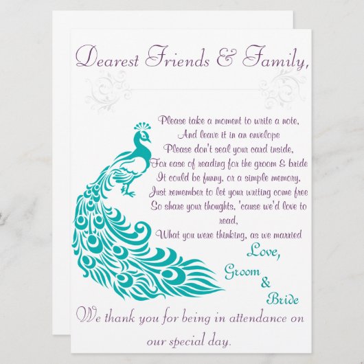 Welkom bij Peacock Note Station Kaart (Voorkant / Achterkant)