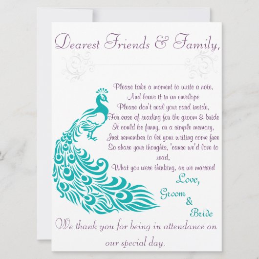 Welkom bij Peacock Note Station Kaart (Voorkant)