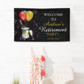 Welkom bij Pensioenfeest Celebration Black Spandoek (Insitu)