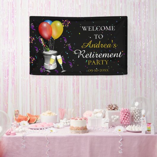 Welkom bij Pensioenfeest Celebration Black Spandoek (Feest)