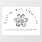 Welkom bij Pet Store Name QR Code-venstercling Raamsticker (Vel)