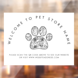 Welkom bij Pet Store Name QR Code-venstercling Raamsticker
