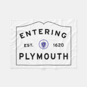 Welkom bij Plymouth MA-stadsteken Fleece Deken (Voorkant (Horizontaal))