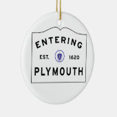 Welkom bij Plymouth MA-stadsteken Keramisch Ornament (Rechts)