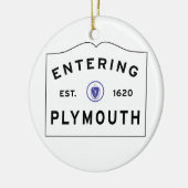 Welkom bij Plymouth MA-stadsteken Keramisch Ornament (Links)
