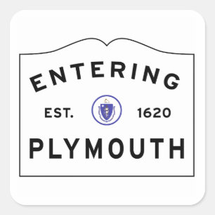 Welkom bij Plymouth MA-stadsteken Vierkante Sticker