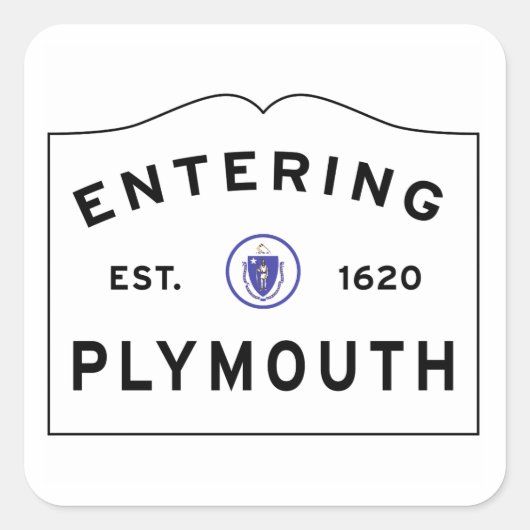 Welkom bij Plymouth MA-stadsteken Vierkante Sticker (Voorkant)