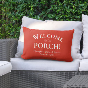 Welkom bij Porch Custom Family Trendy Red Buitenkussen