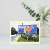 Welkom bij Rhode Island, Road Sign 1956 Vintage Briefkaart (Staand voorkant)