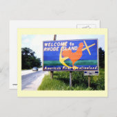 Welkom bij Rhode Island, Road Sign 1956 Vintage Briefkaart (Voorkant / Achterkant)