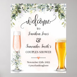 Welkom bij Rose & Brews Eucalyptus succulent bord Poster