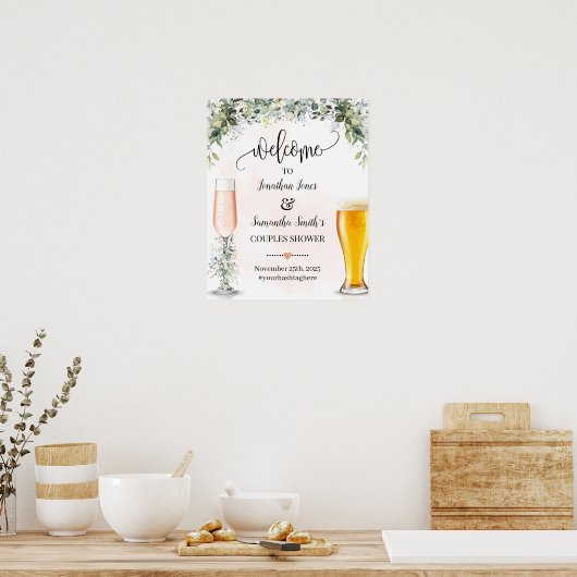 Welkom bij Rose & Brews Eucalyptus vetplant bord Poster (Keuken)