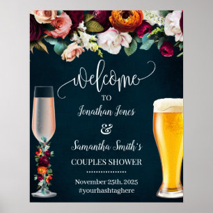 Welkom bij Rose & Brews Wine Navy Trouwbord Poster