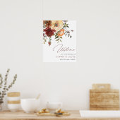 Welkom bij Rust & Sinaasappel Floral Fall Wedding Poster (Keuken)