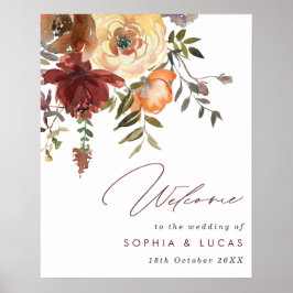 Welkom bij Rust & Sinaasappel Floral Fall Wedding Poster