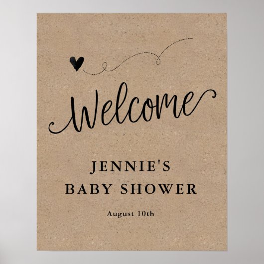 Welkom bij Rustic Kraft Babu Shower Poster (Voorkant)