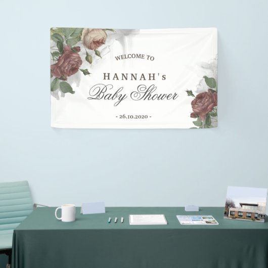 Welkom bij Rustieke Bloemige Burgundy Rozen Waterv Spandoek (Beurs)