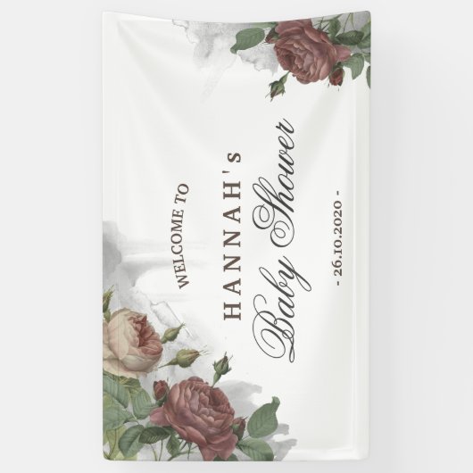 Welkom bij Rustieke Bloemige Burgundy Rozen Waterv Spandoek (Verticaal)