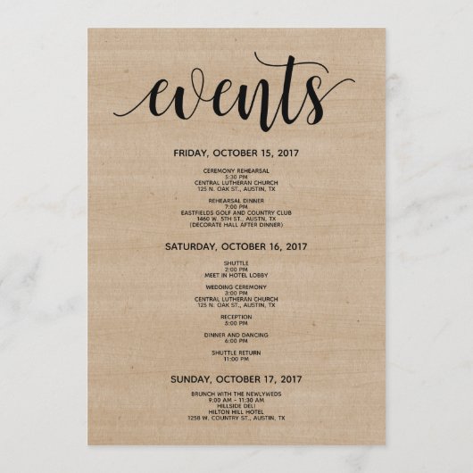 Welkom bij Rustige Boerderij Wedding en reiskaart Programmakaart (Achterkant)